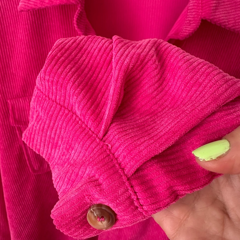 Bold Hot Pink Corduroy Button-Up Shirt - Picture 3 of 8